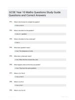 GCSE Year 10 Maths Questions Study Guide Questions and Correct Answers