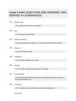 Grade 6 Math QUESTIONS AND ANSWERS 100% VERIFIED A+ GUARANTEED