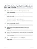 APHY 102 Final Ivy Tech Study Guide Questions and Correct Answers