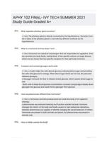 APHY 102 FINAL- IVY TECH SUMMER 2021 Study Guide Graded A+