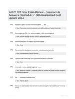 APHY 102 Final Exam Review - Questions & Answers (Scored A+) 100% Guaranteed Best Update 2024