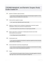 CSOWM Metabolic and Bariatric Surgery  Study Guide Graded A+