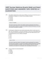 ARRT Nuclear Medicine Boards (Math and Stats) QUESTIONS AND ANSWERS 100% VERIFIED A+ GUARANTEED