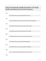 Seton Homestudy Health & Nutrition Q2 Study Guide Questions and Correct Answers