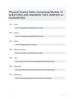 Physical Science Seton Homestudy Module 13 QUESTIONS AND ANSWERS 100% VERIFIED A+ GUARANTEED