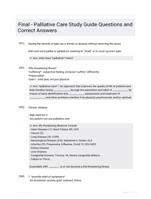 Final - Palliative Care Study Guide Questions and Correct Answers