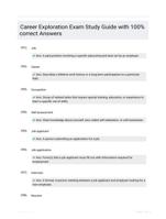 Career Exploration Exam Study Guide with 100% correct Answers