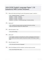 AQA GCSE English Language Paper 1 |18 Questions| With Correct Answers.