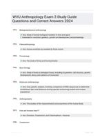 WVU Anthropology Exam 3 Study Guide Questions and Correct Answers 2024