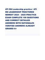 ATI RN Leadership practice / ATI  RN LEADERSHIP PROCTORED NEWEST 2024 – 2025 PRACTICE  EXAM COMPLETE 100 QUESTIONS