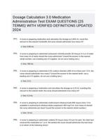 Dosage Calculation 3.0 Medication Administration Test EXAM QUESTIONS (25 TERMS) WITH VERIFIED DEFINITIONS UPDATED 2024