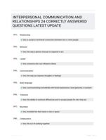 INTERPERSONAL COMMUNICATION AND RELATIONSHIPS 24 CORRECTLY ANSWERED QUESTIONS LATEST UPDATE