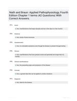 Nath and Braun: Applied Pathophysiology, Fourth Edition Chapter 1 terms |42 Questions| With Correct Answers.