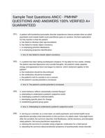 Sample Test Questions ANCC - PMHNP QUESTIONS AND ANSWERS 100% VERIFIED A+ GUARANTEED