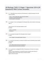 AS Biology (7401/1) Paper 1 Specimen 2014 |39 Questions| With Correct Answers.