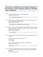 Chemistry Cumulative Exam Review Questions and Answers 2024