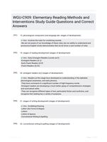 WGU-C909: Elementary Reading Methods and Interventions Study Guide Questions and Correct Answers