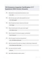 PA Emissions Inspector Certification |117 Questions| With Correct Answers.