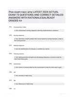 Psw exam nacc amy LATEST 2024 ACTUAL EXAM 73 QUESTIONS AND CORRECT DETAILED ANSWERS WITH RATIONALES|ALREADY GRADED A+