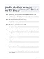 Learn2Serve Food Safety Management Principles Lesson Assessments |151 Questions| With Correct Answers.