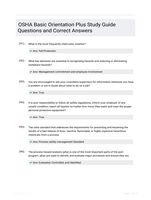 OSHA Basic Orientation Plus Study Guide Questions and Correct Answers