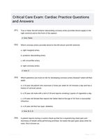 Critical Care Exam: Cardiac  Practice Questions and Answers