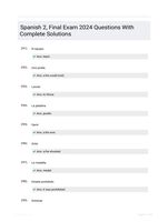 Spanish 2, Final Exam 2024 Questions With Complete Solutions