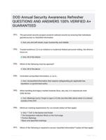 DOD Annual Security Awareness Refresher  QUESTIONS AND ANSWERS 100% VERIFIED A+ GUARANTEED