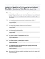 Advanced Med-Surg Principles Jersey College Final |204 Questions| With Correct Answers.