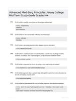 Advanced Med-Surg Principles Jersey College Mid-Term Study Guide Graded A+