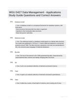 WGU D427 Data Management - Applications Study Guide Questions and Correct Answers