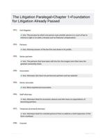 The Litigation Paralegal>Chapter 1>Foundation for Litigation Already Passed