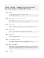 North Carolina Paralegal Certification Study Guide Questions and Correct Answers