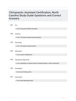 Chiropractic Assistant Certification, North Carolina Study Guide Questions and Correct Answers