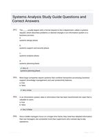 Systems Analysis Study Guide Questions and Correct Answers