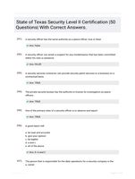 State of Texas Security Level II Certification |50 Questions| With Correct Answers.