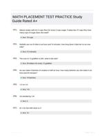 MATH PLACEMENT TEST PRACTICE Study Guide Rated A+