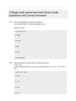 College math placement test Study Guide Questions and Correct Answers