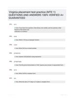 Virginia placement test practice (MTE 1) QUESTIONS AND ANSWERS 100% VERIFIED A+ GUARANTEED