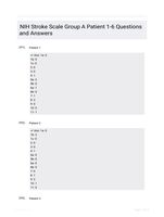 NIH Stroke Scale Group A Patient 1-6 Questions and Answers