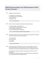 MSN Pharmacology Final |288 Questions| With Correct Answers.