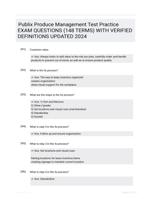 Publix Produce Management Test Practice EXAM QUESTIONS (148 TERMS) WITH VERIFIED DEFINITIONS UPDATED 2024