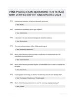 VTNE Practice EXAM QUESTIONS (170 TERMS) WITH VERIFIED DEFINITIONS UPDATED 2024