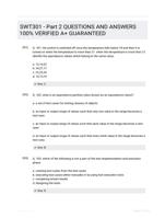 SWT301 - Part 2 QUESTIONS AND ANSWERS 100% VERIFIED A+ GUARANTEED