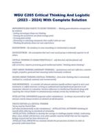 WGU C265 Critical Thinking And Logistic With Complete Solution 2024