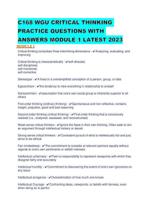 C168 WGU CRITICAL THINKING PRACTICE QUESTIONS WITH ANSWERS MODULE 1 2024