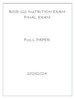 BIOD 121 NUTRITION EXAM FINAL EXAM 2024