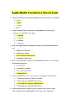 Kaplan Health Assessment A Practice Exam Questions and Answers 2024