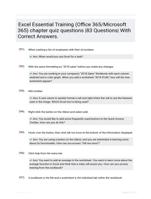 Excel Essential Training (Office 365/Microsoft 365) chapter quiz questions |83 Questions| With Correct Answers.