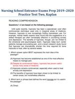 Nursing School Entrance Exams Prep Practice Test Two, Kaplan 2024